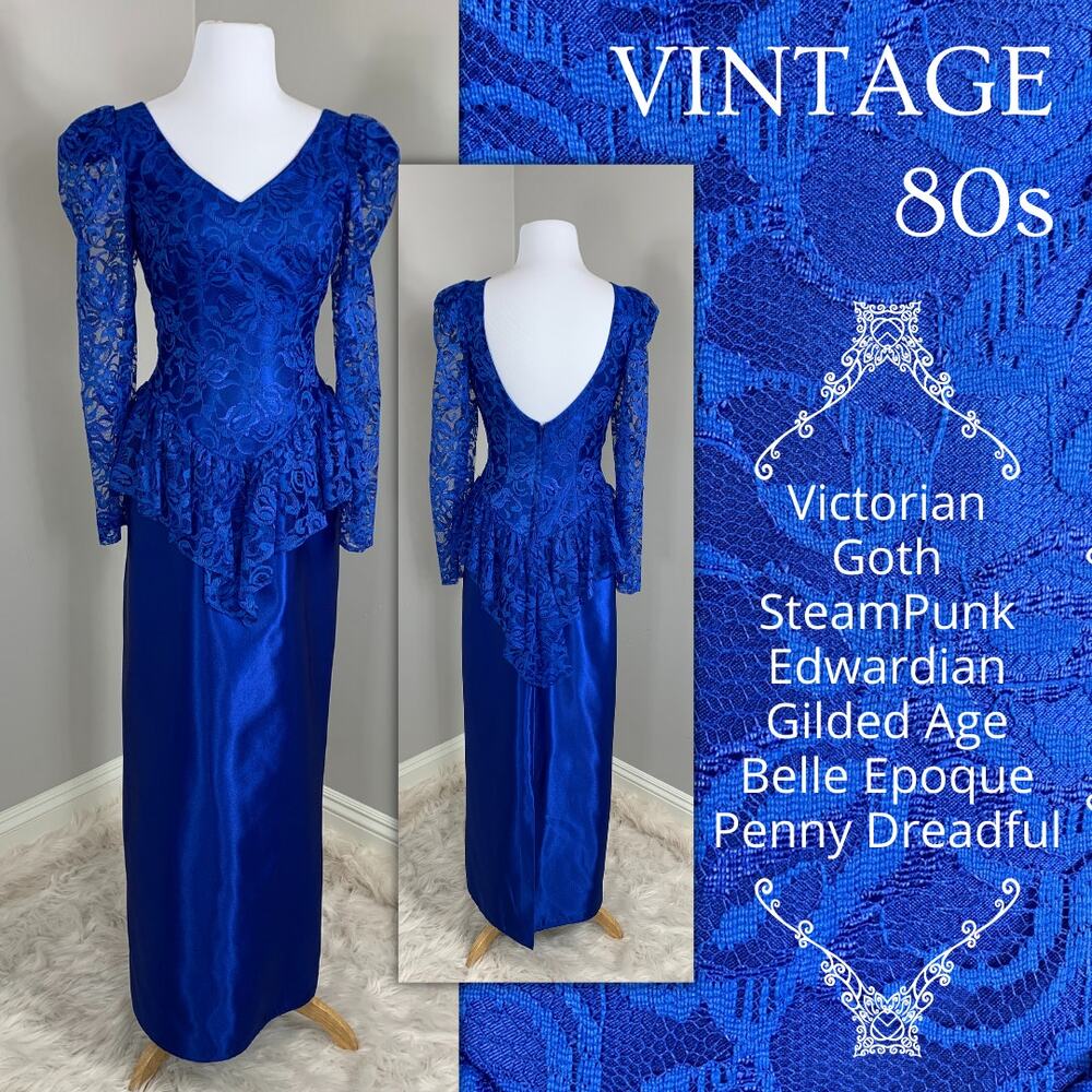 Vintage 80s 90s Victorian Goth Dress SteamPunk Hollywood Glam Costume Cosplay